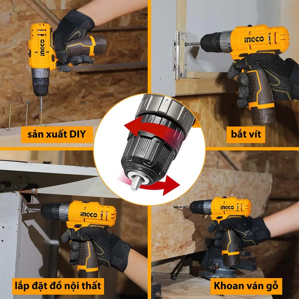 Ingco type c 12 volt hammer drill, model CIDLI12202