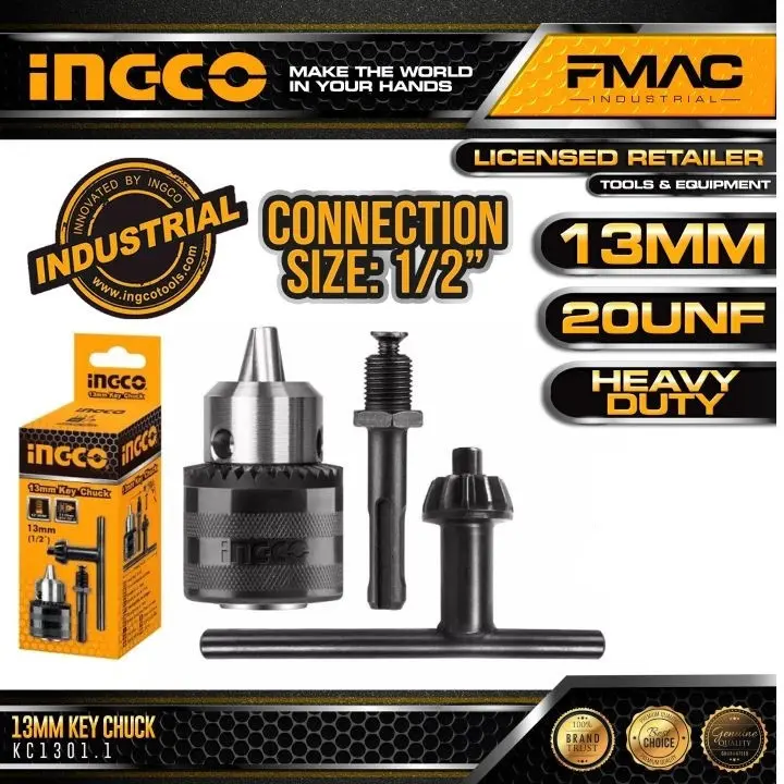 INGCO 13mm Key Chuck with Adaptor KC 1301.1