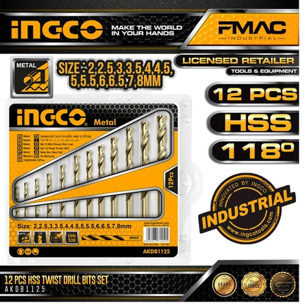 INGCO 12PCS HSS Twist Drill Bits Set AKDB1125