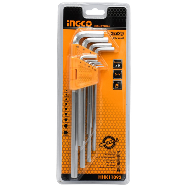 Ingco HHK11092 9pcs Hex Allen Key Wrench Set