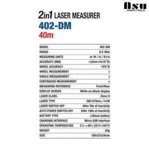 متر لیزری 40 متری غلطکی هیوندای مدل DM-402
