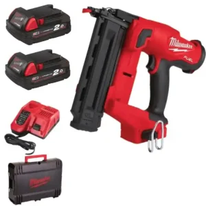 Milwaukee M18FN18GS-202X 18V Fuel 18G Finish Nailer Kit (2 x 2.0Ah RedLithium-Ion Batteries, Charger & Toolbag)