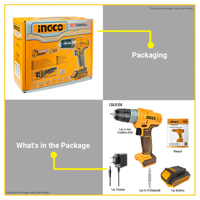 Inco CDLI1218 rechargeable 12V screwdriver drill