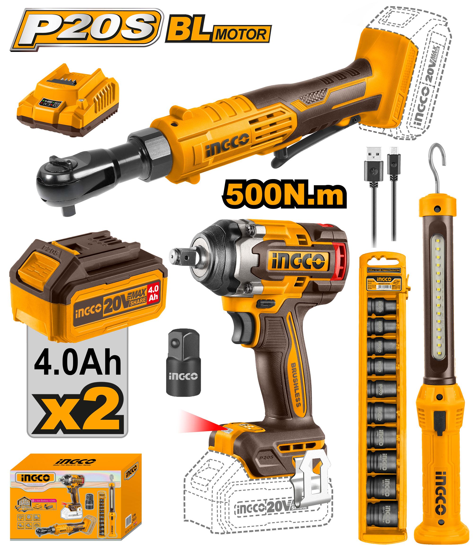 Set of 4 brushless Inco garage tools, model COSLI240461