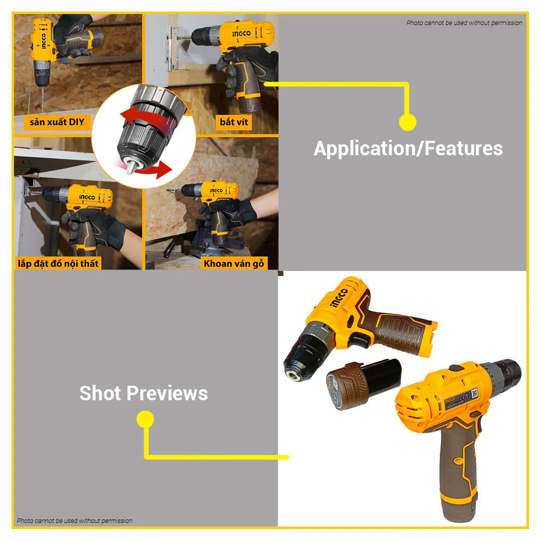 Inco CDLI12202 12V rechargeable screwdriver drill - type C